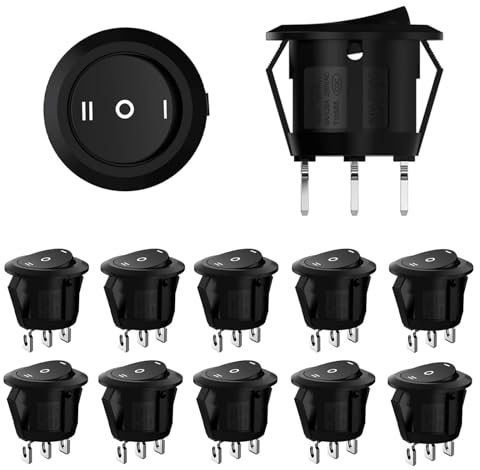 YINZZTRY Interruttore rotondo a levetta, interruttore a bilanciere a 3 posizioni, interruttore rotondo a scatto, per auto, barca, elettrodomestici, accensione/spegnimento AC 6 A/250 V, 10 A/125 V, 10