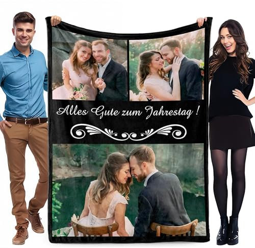 WMDIY Personalisierte Decke mit Foto, Kuscheldecke mit Foto Schreibstil Namen, Fotodecke mit Eigenem Foto, Fotodecke, Valentinstag Weihnachten Geburtstag Geschenke für Freundin, Freund, Mama, Papa