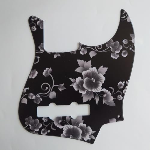 10 Loch J Bass Pickguard Bass Pickguard Scratch Plate for 4 String Fender USA/Mexican Jazz Bass Guitar Parts (9-3D Peony Flowe)