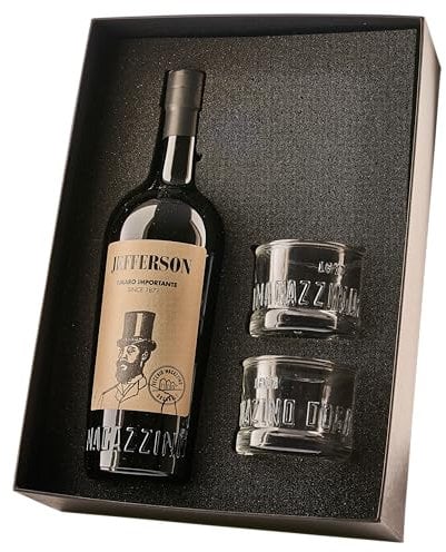 Jefferson Importante, 700 ml, Calabrese con Note Agrumate ed Erbacee, Ideale con Bitter e Vermouth, Botaniche Selezionate e Raccolte a Mano, Confezione Regalo con Bicchieri, 30% Vol.