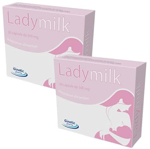 2 LADYMILK Integratore ALLATTAMENTO | Migliora Quantita' e Qualita' Latte | 60 cps | a base di GALEGA, CARDIO MARIANO e FINOCCHIO | Supporto efficace per Montata Lattea - 2 Scatole