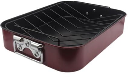 MagiDeal Bräter mit Rost, Ofenbräter, Abkühlgitter, Backgeschirr, Backform, Hähnchenbräter zum Fleischgrillen