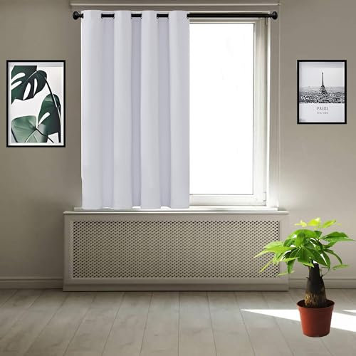 JIAHAO Rideaux Occultants 160 x 120 cm Opaque à Oeillets Isolation Lumiere Les Rideaux Lumiere Anti UV Decoration,pour Salon, Blanc