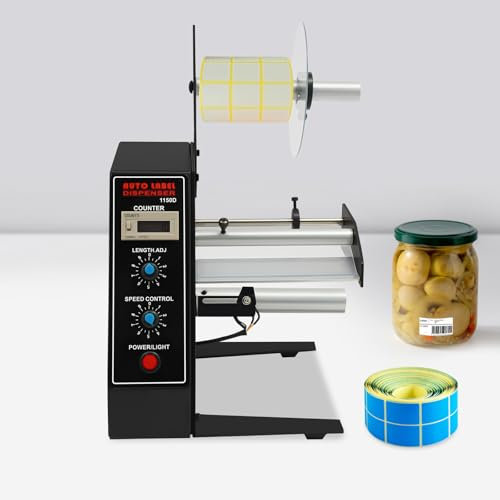 Apriltop Automatischer Etikettenspender, Breite 5-140 mm, Länge 10-150 mm, Etiketten Applikator, Max Zählung 0-999999, für Schule, Supermarkt, Büro