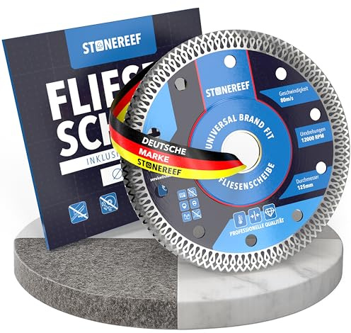 Diamant Trennscheibe 125mm [125×22.23mm] – Fliesenscheibe für Winkelschleifer – Trennscheibe für Stein, Fliesen, Granit, Marmor, Keramik & Naturstein – langlebige Diamanttrennscheibe Carbonstahl