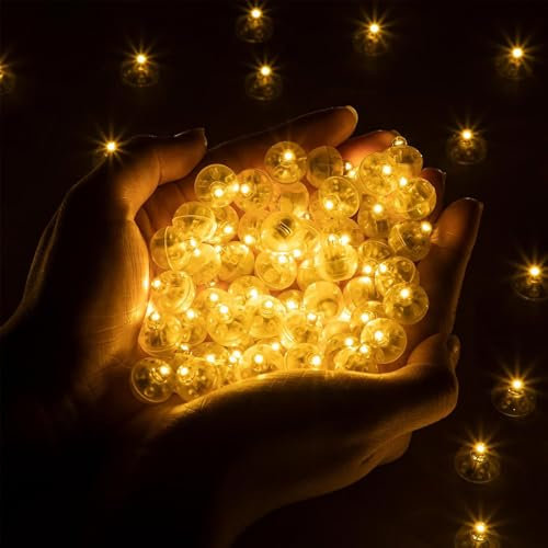 ENLACE 50 Stück LED Ballons Lichter, Mini LED Licht Warmweiß, Mini LED Beleuchtung, Ballonlicht für Papierlaterne, Geburtstagsdeko, Hochzeit, Weihnachten Dekoration, Party Dekorationen