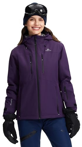 Pioneer Camp Veste de ski pour femme - Imperméable - Coupe-vent - Chaude - Pour l'hiver - Pour le ski, le snowboard, la randonnée, Prune, M
