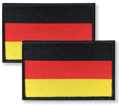 KIRZAX 2 Stücke Deutschland Flaggen Patch,8 x 5 cm Gestickt Abzeichen mit Klett Deutsch Applikationen,für Kleidung Taschen Rucksack Uniform Weste Hundegeschirr Militär Taktisch Draussen Jersey