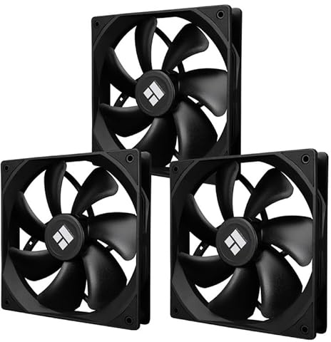 TR-Thermalright TL-C14C X3 140mm 3er-Pack CPU PWM Lüfter, 1500U/min Stille Kühlung, Schwarzer CPU-Lüfter, Großes Luftvolumen 75,8CFM, Kann mit Chassis/CPU-Kühler Gekoppelt Werden