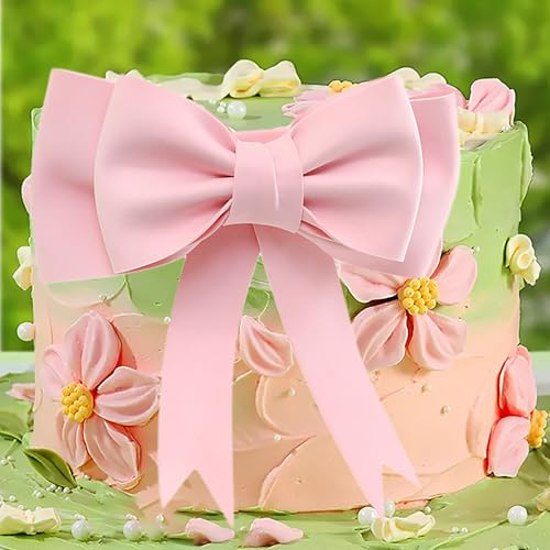 Pink Oversized Bow Cake Toppers - EVA Foam Paper Bow Decorations for Girls and Ladies Party Cakes