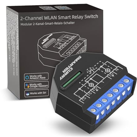 SMARTERCURRY 2-Kanal Smart Wlan Relais Schalter Unterputz 1 Stück | Präzisions-Stromzähler, Smart Rolladenschalter/Lichtschalter, Zeitschaltuhr, Alexa/Google, Neutralleiter Erforderlich
