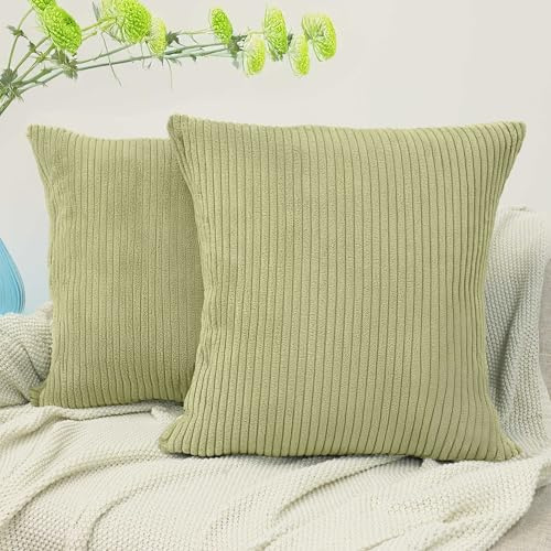 Amilian 2er Set Kissenbezug 40x40 cm - Bezüge für Sofakissen, Dekokissen, Zierkissen - Kissenhüllen 40 x 40 cm - Kissenhülle - Morgentau