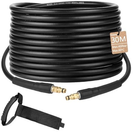 30m Pressure Washer Replacement Hose for Karcher K Series K2 K3 K4 K5 K6 K7, High Pressure Replacement Hose Extension Pressure Washer Hose with Click Plug Quick Connector Power Jet Wash Hose