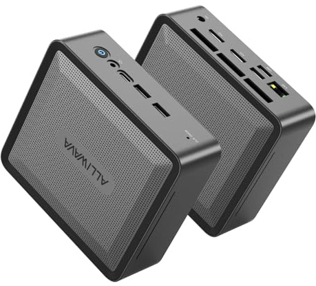 ALLIWAVA U58 Mini PC AMD Ryzen 7 5825U 16GB DDR4 512GB NVME SSD (8C/16T, bis zu 4.5 GHz), WiFi 6E & BT5.2, 2X HDMI & USB-C Dreifacher 4K60Hz-Ausgang, Home-Büro und Multimedia Computer