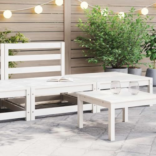 Hoopleep 2-TLG. Garten-Lounge-Set Weiß, Kiefer Massivholz Möbel für Terrasse, Balkon, Außenbereich, modulare Sitzgruppe