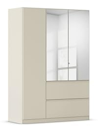 Rauch Möbel Costa, Kleiderschrank, Farbe Beige, Breite 136 cm | Schrank, 3-türig, Spiegel, 2 Schubladen, Push-to-open, Zubehör Classic, für Schlafzimmer, Kinderzimmer, Babyzimmer, Garderobe