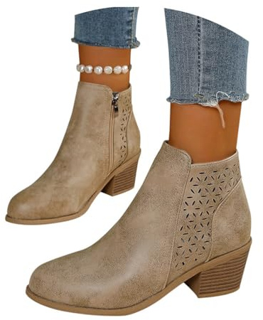 ticticlily Stivaletti Donna con Cerniera Primaverili Estivi Stivali Corti Scarpe Casual Ankle Boots con Tacco