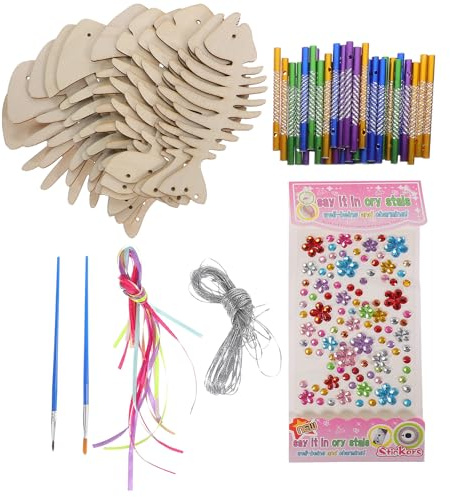 RUNROTOO Kit Carillon Vento a Forma di Pesce in Legno Personalizzabile per Decorazione Casa Artigianale