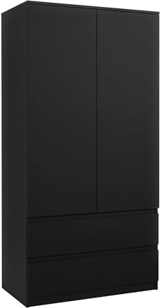 meble masztalerz Kleiderschrank mit 2 Türen, Schwarz 180x90x50cm | Kleiderschränke Schlafzimmer, Wohnzimmer Schrank, Schlafzimmerschrank, Garderobenschrank , Schrank
