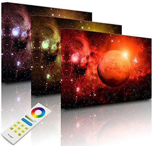Lightbox-Multicolor | Leuchtbilder für die Wand | Planet Mars im Universum | 100x70 cm | Fully Lighted