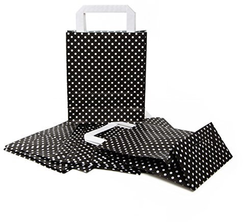 Logbuch-Verlag 50 schwarz weiß gepunktete Papiertaschen Papierbeutel Geschenkbeutel Papiertüte MIT HENKEL 18 x 8 x 22 cm Geschenktasche Verpackung