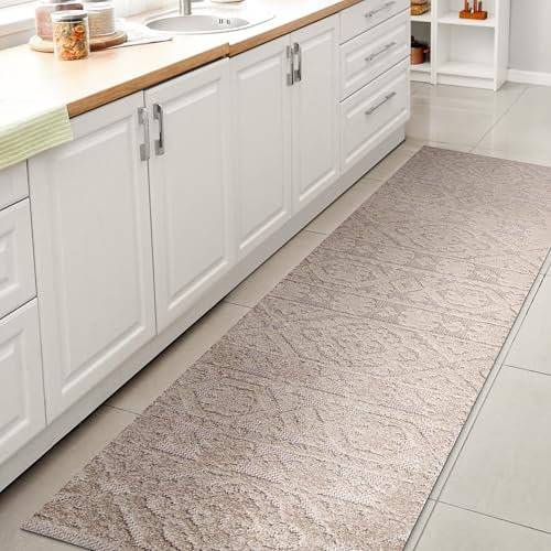 JONATHAN Y SBH102A-210 Citta Hoch-Tiefflor mediterrane Fliesen für Innen- und Außenbereich, Beige, 60 x 300 cm, Läufer, leichte Reinigung, hohe Verkehr, Wohnzimmer, Hinterhof