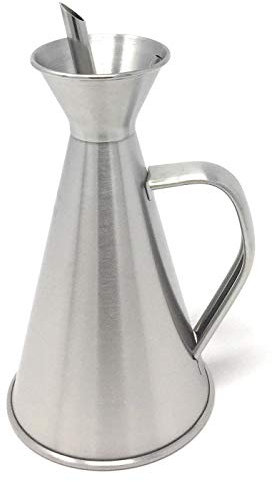 Tradineur - Aceitera de acero inoxidable 500 ml Azzayt con tapón boquilla antigoteo. Dispensador aceite, vinagre, vinagrera, recipiente rellenable, diseño clásico