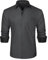 HISDERN Mens Grey Formal Dress Shirt Long Sleeve Regular Fit Casual Business Button Down Collar Wedding Party Business Work Polka Dot Inner Printed Shirts for Adult,M