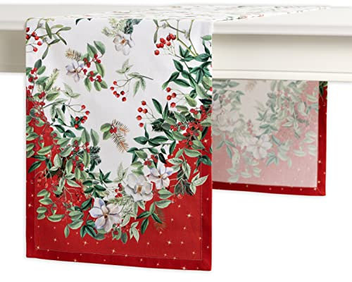 Maison d' Hermine Noel Tischläufer aus 100 % Baumwolle, Bauernhaus-Tischabdeckung für Zuhause, Küche, Esszimmer, Dekoration, Cocktailpartys, Erntedankfest/Weihnachten (einlagig, 36.8x182.9 cm)