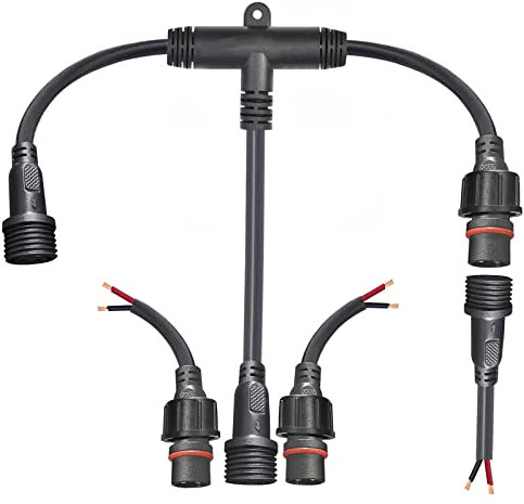 YETOR Wasserdichte Stecker 2 polig,IP68 16AWG Wasserdichter Stecker Elektrisches Kabel T-förmige Verbinder,LED Verlängerungskabel für Auto,Boot,LED Streifen im Innen und Außenbereich.