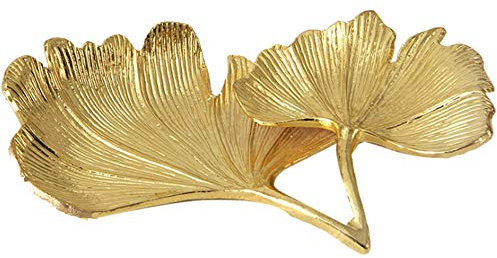Wresetly Blattgold Ginkgo Biloba Blatt Tablett Deko Tablett Schmuck Tablett für Schmuck oder Schreibtisch flach Deko Organizer Tablett für Halskette Ring