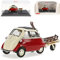 B*M*W Isetta mit Anhänger Wintersport Rot mit Skier und Schlitten 1955-1962 1/43 Schuco Modell Auto mit individiuellem Wunschkennzeichen