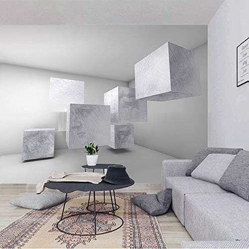 YMXCNM Photo Wallpaper,4D Wall Mural Diy Large Modern Stereo Geometric Square Mural For Living Room Bedroom, Waterproof Wall Tattoos Home Decor Tv Sofa Background Cafe Room,140Cm(W) X 70.5Cm(H)
