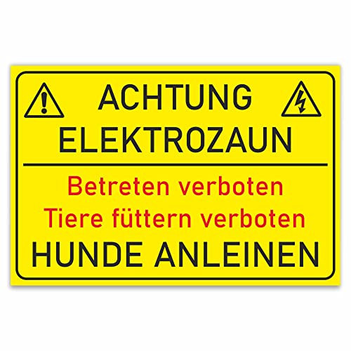 INDIGOS UG - Lot de 3 panneaux - 297 x 210 mm - Panneau DIN A4 - Attention clôture électrique - Plaque composite en aluminium - Pour garage, hôtel, parking, école, carport, entreprise