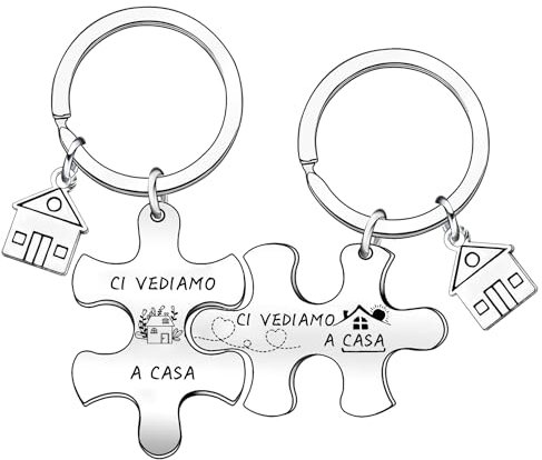 LKJHGF Unisex Portachiavi Ci vediamo a Casa per Coppia in Acciaio Inox Ciondolo Casa Casetta Carina Chiavi regalo di inaugurazione della casa per moglie marito