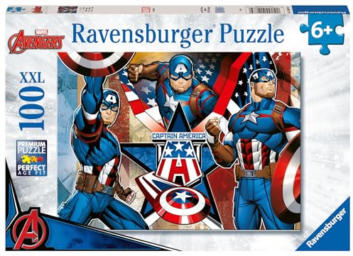 Ravensburger Marvel Hero Captain America 100 Piece Jigsaw Puzzle for Kids Age 6 Years Up - Presents & Gifts for Boys