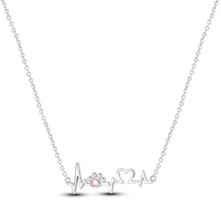 NARMO Halskette für Frauen Mädchen 925 Sterling Silber Herzschlag Anhänger mit Kette Halskette