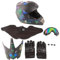 Casque de Motocross Professionnel avec Lunettes, écran Facial pour Jeunes et Adultes, Casque Tout-Terrain, Casque Intégral, S M L XL (S)