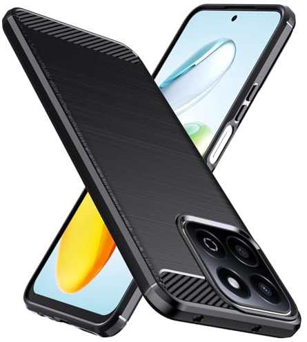 Natbok Cover per Honor 200 Smart 5G/Honor X7C,Spazzolata e Fibra di Carbonio Morbido Silicone TPU Cover,Antigraffio,Antiscivolo,Antiurto di Grado Militare e Robusta per custodia Honor 200 Smart