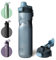 Bottle Bottle Bouteille d'eau isotherme de 710 ml avec poignée et couvercles à rabat en acier inoxydable, couvercle à bouton poussoir, anti-fuite, portable pour course à pied, voyage, sport, randonnée