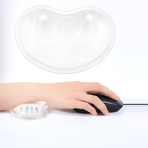 Gel Mouse Wrist Rest, Silicone Soft Mouse Wrist Rest Pad Support, Small Cooling Wrist Rest Mouse Protection Pillow, Ergonomic Keyboard Hand Rest Cushion for Laptop Computer Office Gaming (Clear)