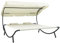 Myheimly Garten Sonnenliege mit Sonnendach Kissen Doppelliege Gartenliege Relaxliege Strandliege Liege Gartenmöbel 200x173x135cm Cremeweiß,mit Sonnendach