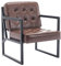 COLAMY Mid Century Modern ohrensessel, Bequeme Lounge Sessel, Brauner Leder Accent Chair, Kunstleder Empfangssessel mit Metallbeinen für Wohnzimmer Schlafzimmer Empfangsraum Wartezimmer, Braun