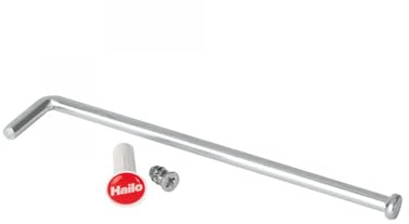 Hailo Eimerzubehör | Original-Ersatz für Compact-Box & Mono Abfallsammler | Logo Kunststoff-Einsatz weiß | Ersatzteil für Einbau-Mülleimer | Bestehend aus Bolzen, Eimerhaken und Madenschraube