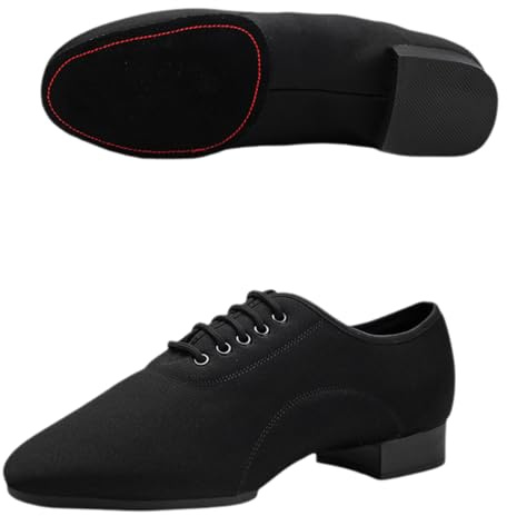 Leichtrit Scarpe da Ballo Uomo Salsa, Standard, Tango, Latino Americano, Comfort, Nero, Stringate, per Salsa