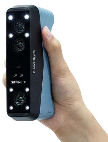 EINSTAR 2 3D-Scanner Kabellos, 17 Blaue Laserlinien & VCSEL-Infrarot, Sprayfrei Scannen auf Metall, 2.500.000 Punkte/s High-Speed, WiFi 6, 3h Akku, 3D-Laser-Scanner für CAD & 3D-Druck