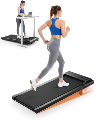 Superun Tapis Roulant Salvaspazio con Inclinazione 6%,Tapis Roulant Elettrico Pieghevole Mini Walking Pad Massima di 136 kg,Schermo LED, Telecomando, Controllo tramite APP