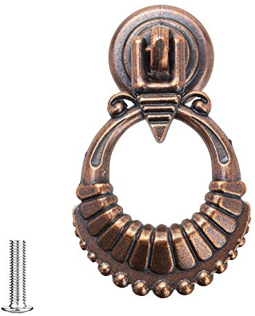 Decoranddecor Antique Copper Brass Vintage Round Pull Swing Ring Kitchen Bathroom Bedroom Cabinet Door Knobs Drawer Furniture Handles (Antique Copper)