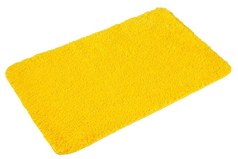 PANA Tapis de WC Moelleux (50x80 cm) • Tapis de Bain en Microfibres Douces - Antidérapant & Lavable • Tapis de Bain (Jaune)