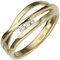 Jobo Damen-Ring breit aus 14 Karat 585 Gold mit 3 Diamanten Größe 58
